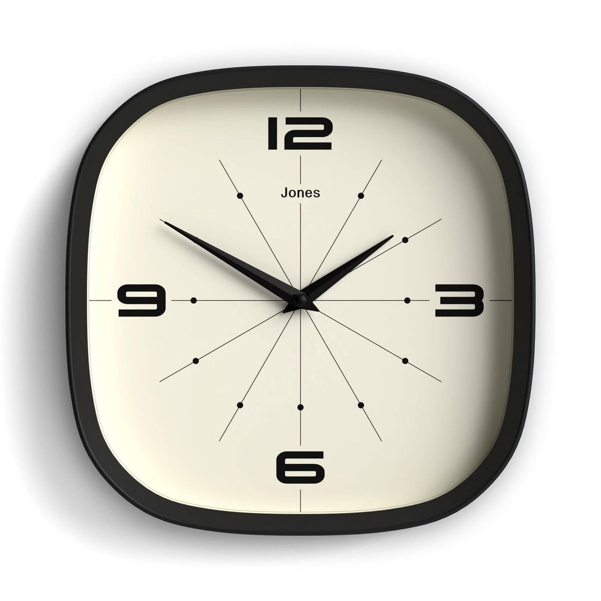 Modern Square Analog Wall Clock – Black & Ivory