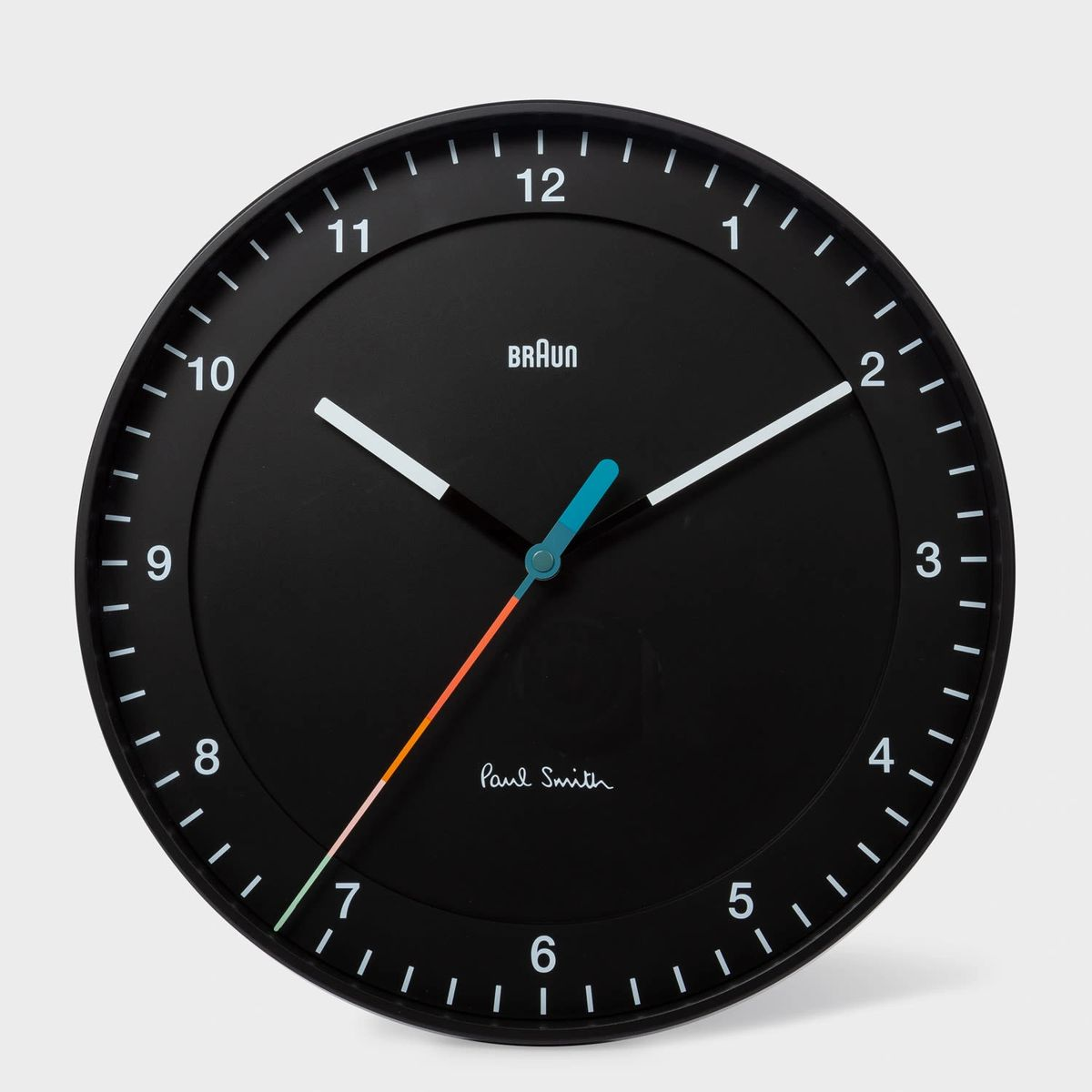 Modern Round Analog Wall Clock – Black with Multicolor Accent
