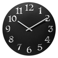 Modern Round Wall Clock – Black Dial with Silver Raised Numerals