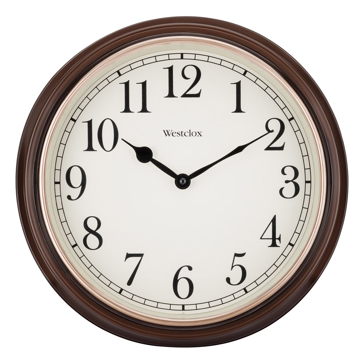 Classic Round Wall Clock – Dark Brown Frame with Cream Dial