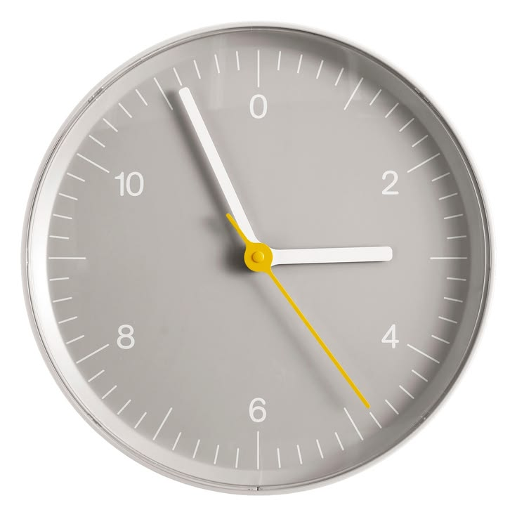Modern Round Wall Clock – Gray Dial with White & Yellow Accents